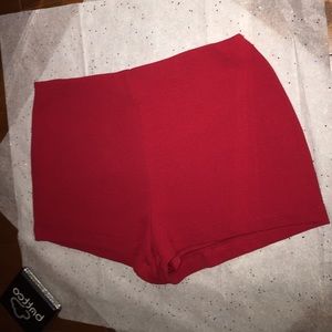 High Waist Red Short with Back Zipper